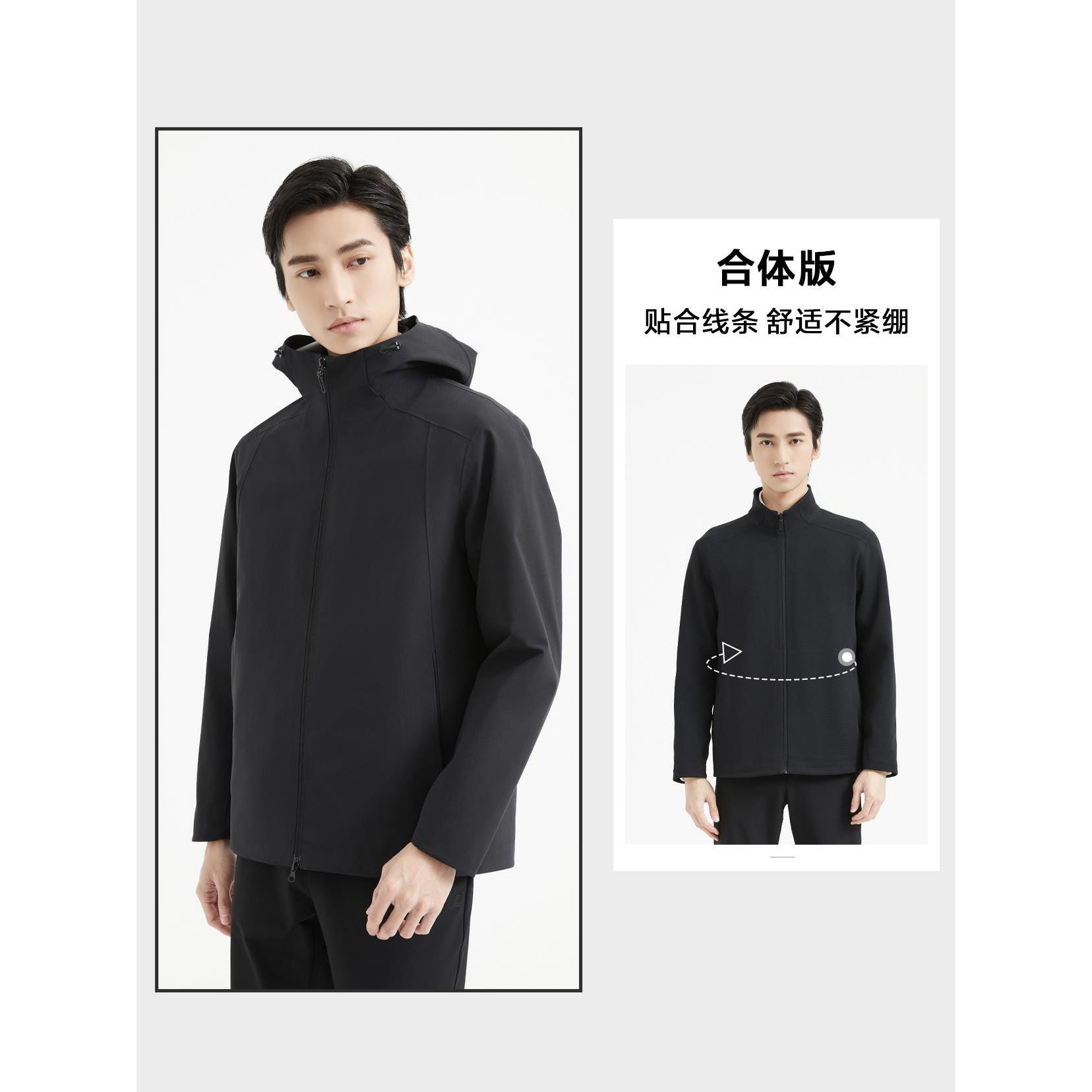 Lilanz/利郎新商务通勤男士休闲防水连帽风衣中长款 (24QFY303)