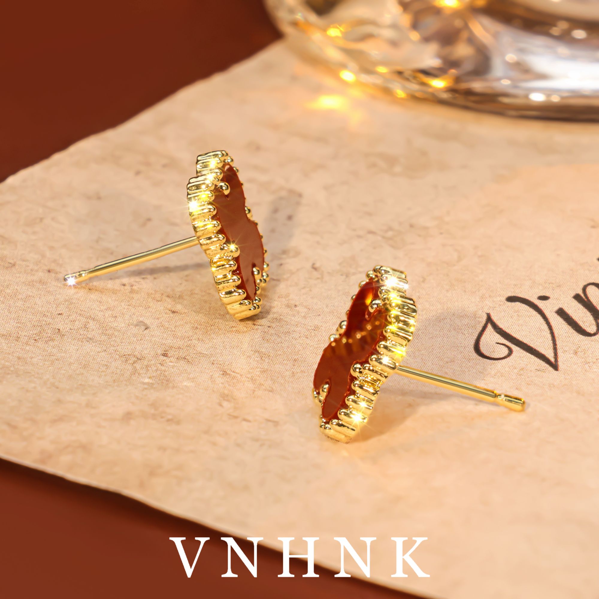 铜合金耳饰 美可儿  C313   红色小众百搭气质耳环