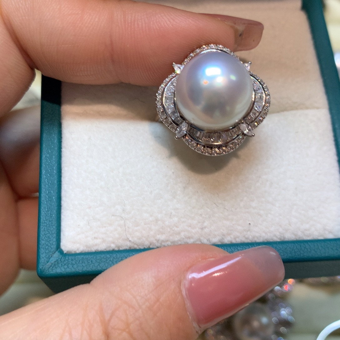 海水珍珠戒指银S925镶嵌