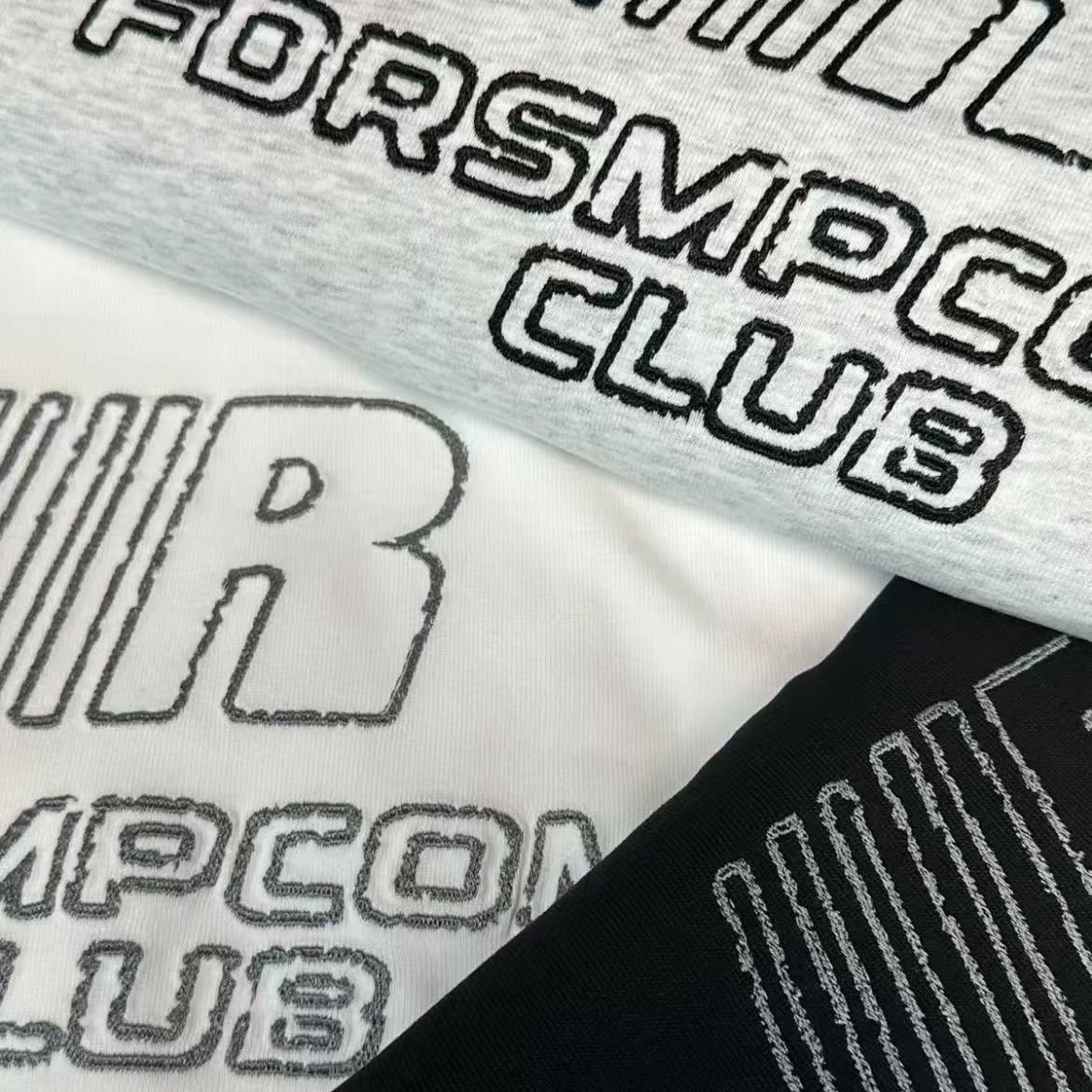 4号车 国潮重工重磅斑驳刺绣珍珠短袖T恤宽松男女同款