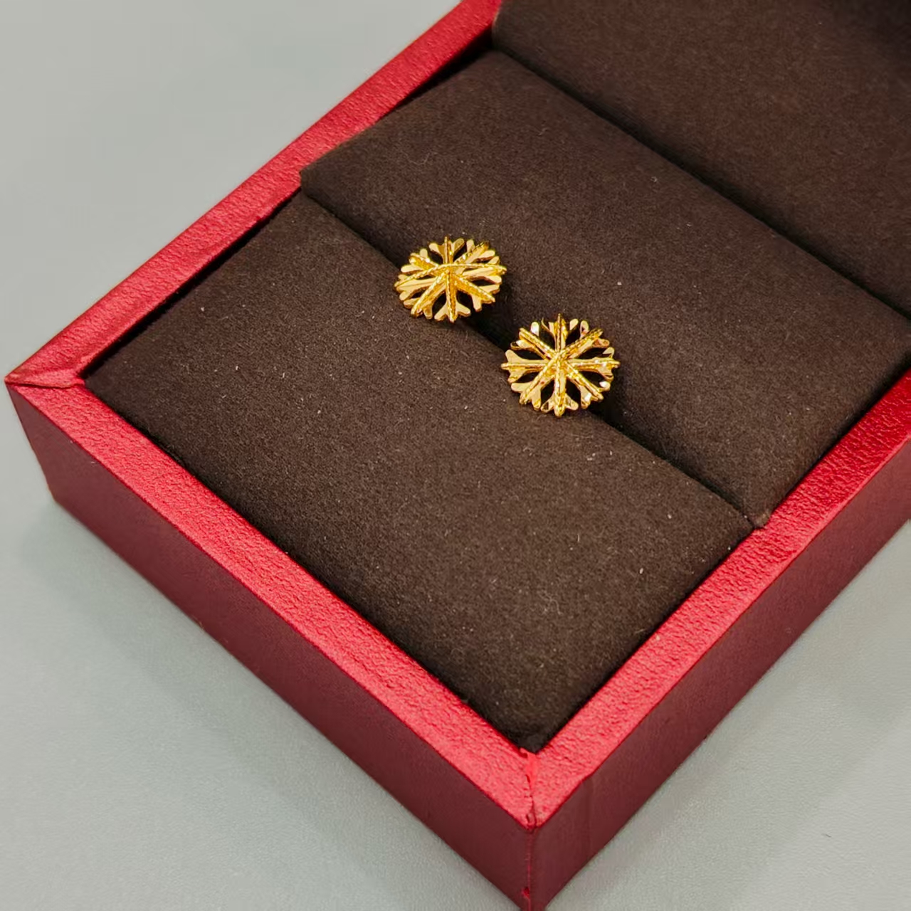 珺铺黄金 足金999【二店】5G拉丝闪耀雪花弯钩耳饰