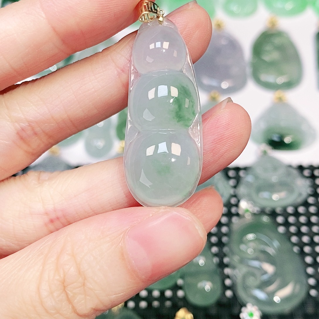 吊坠(不含链)18K金镶嵌翡翠