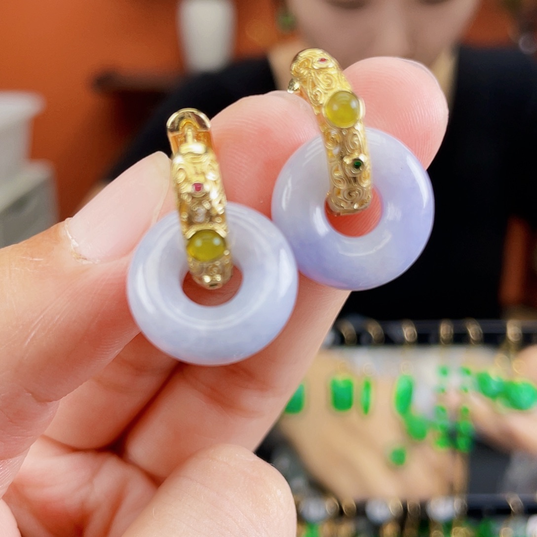 翡翠未镶嵌耳饰饰品