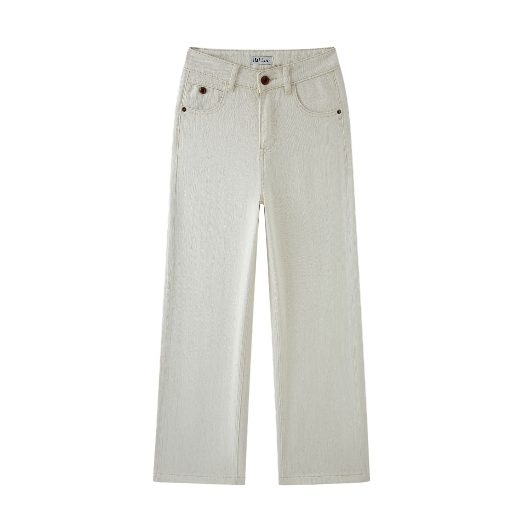 海伦.【Z023】亚麻|无弹韩版中高腰显瘦高级感麻白色窄版阔腿牛仔裤