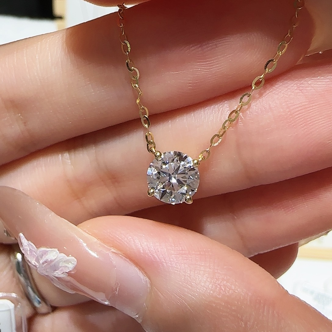 实验室培育钻石18K金镶嵌1.12卡四爪项链