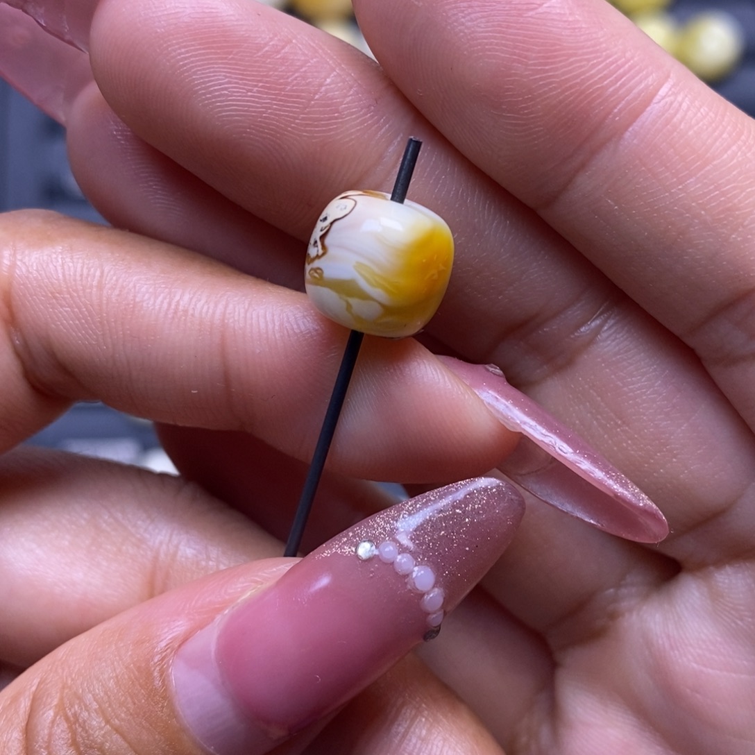 蜜蜡未镶嵌珠宝奇石金白俏色妖花11.2*10.2mm