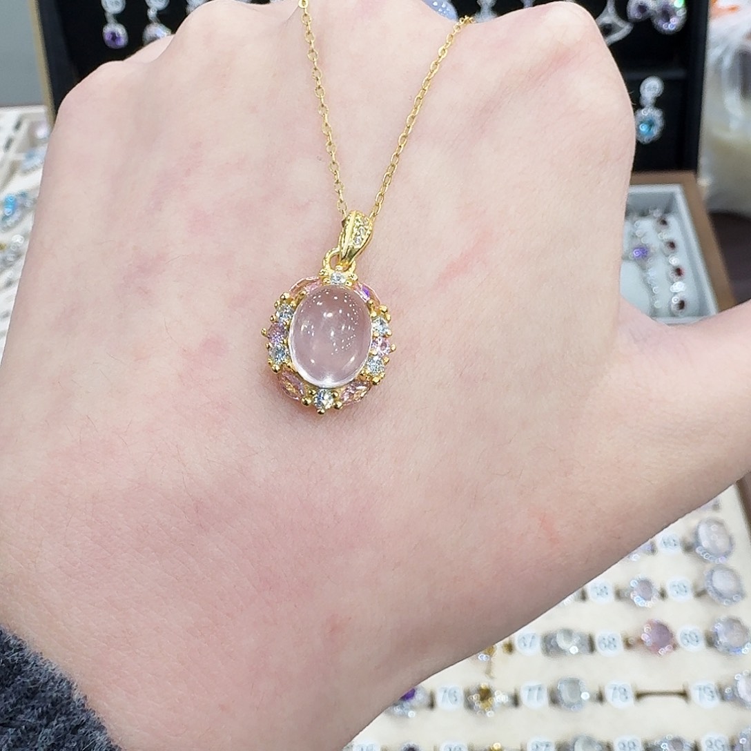 幼****吊坠(赠链)银S925镀金镶嵌芙蓉石