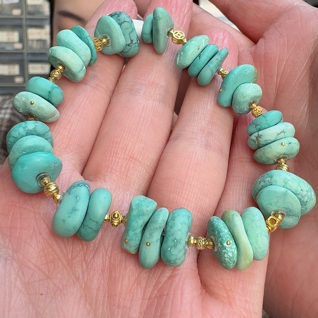 绿松石珠宝奇石18K金镶嵌