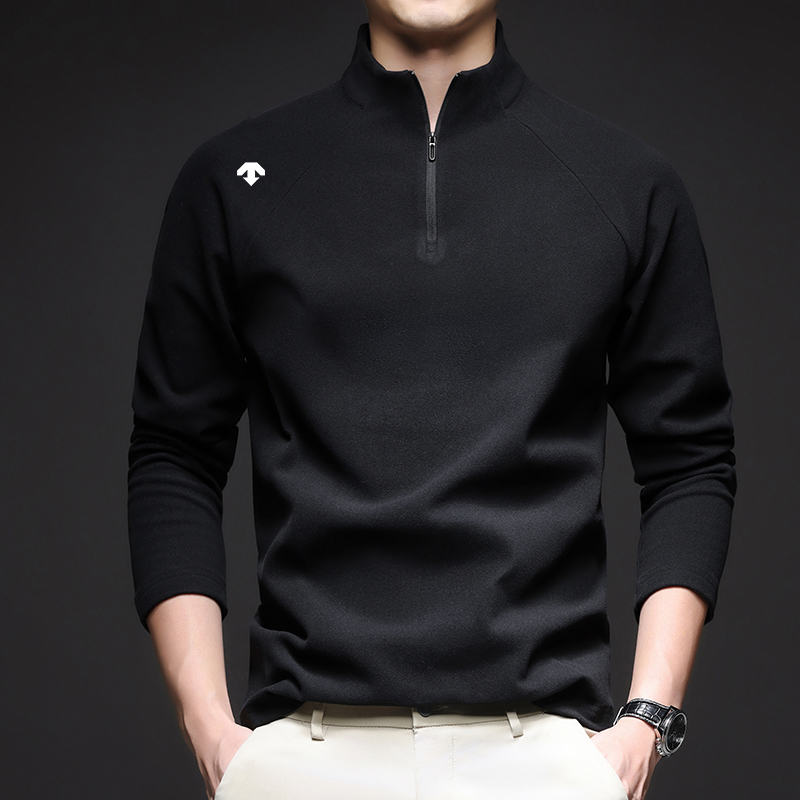 奥特莱斯撤柜迪桑家秋冬季新半高拉链款男士休闲上衣T恤时尚潮流