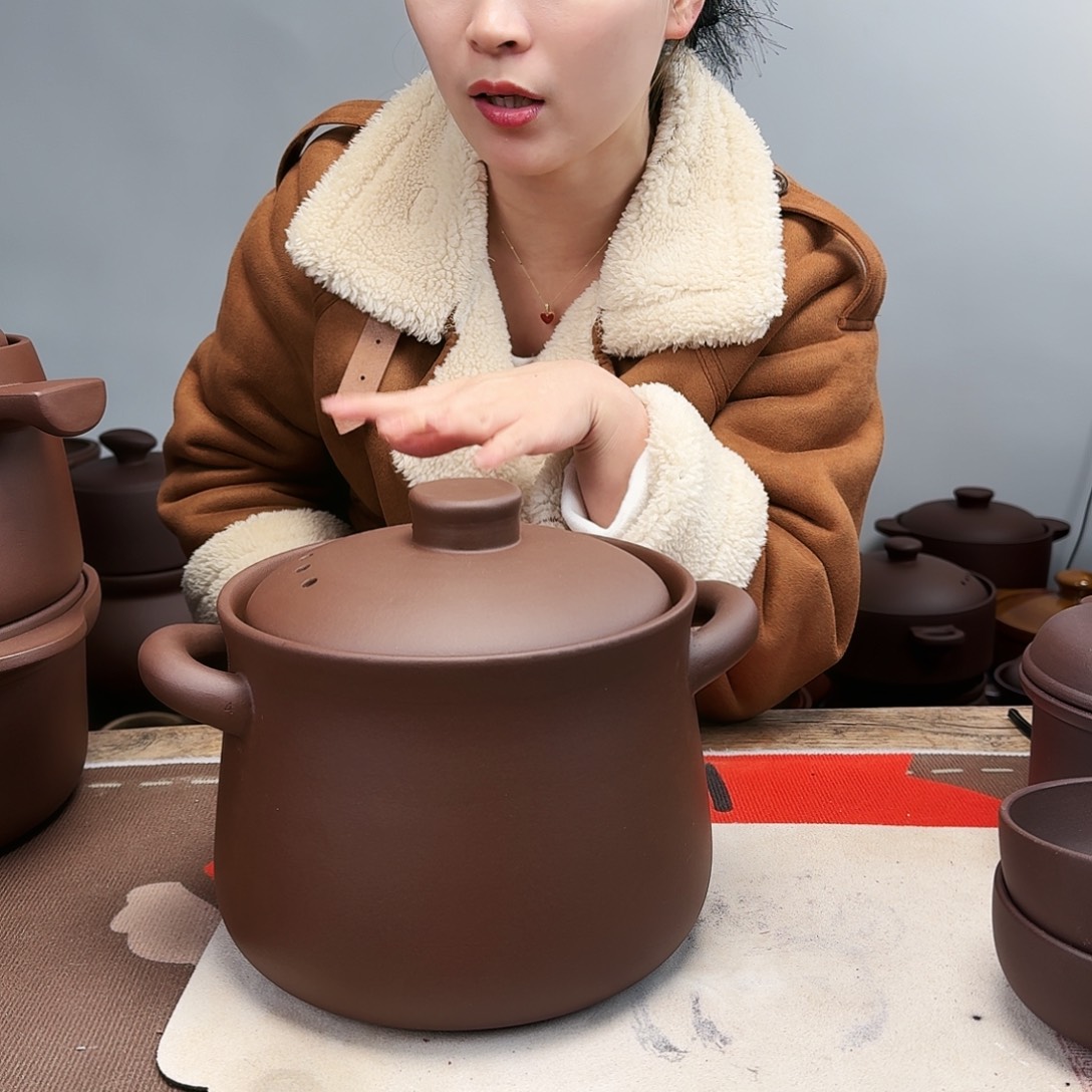 紫砂砂锅4升微微瑕