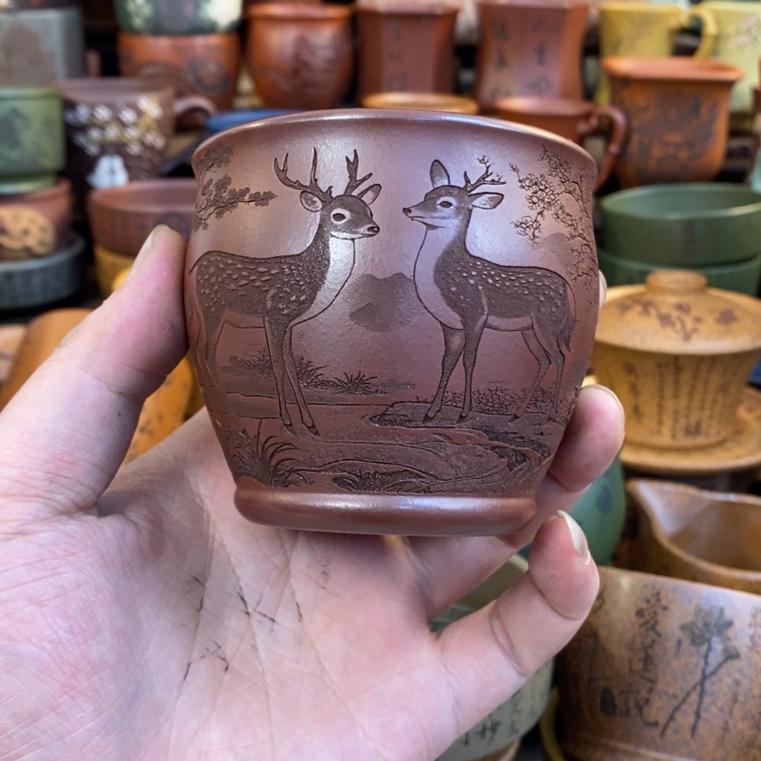 紫砂杯子宜兴全手工紫砂杯