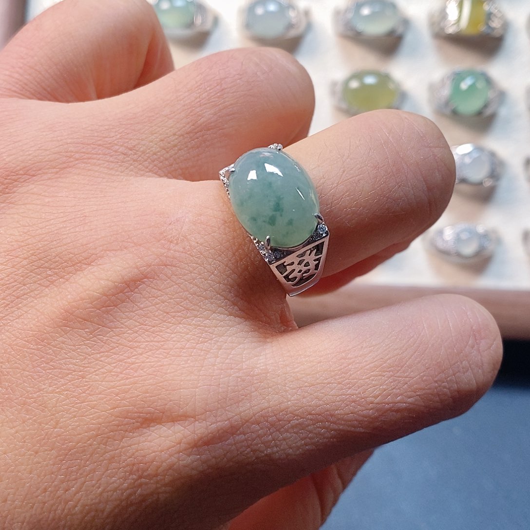 翡翠银S925镶嵌戒指