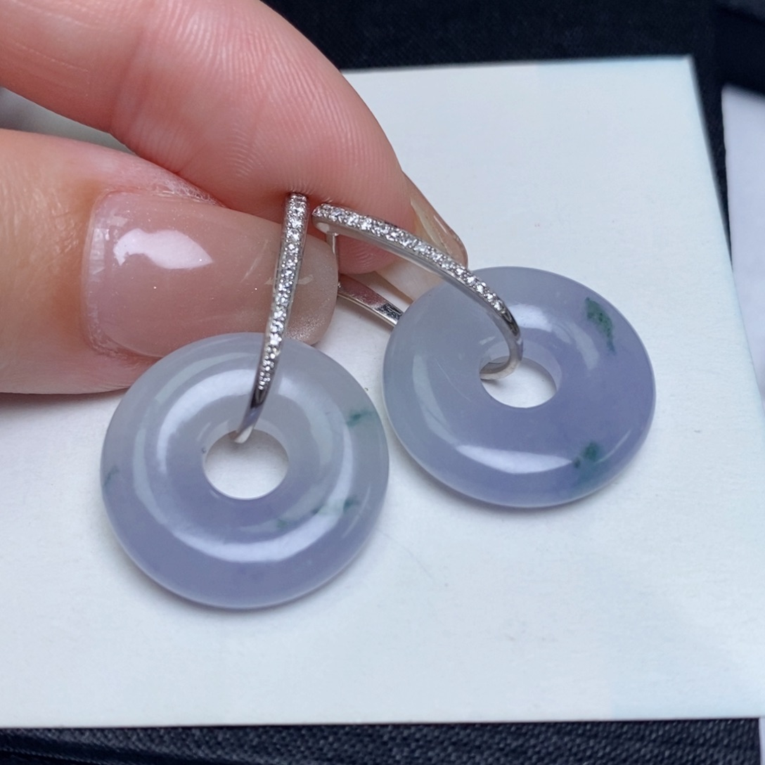 翡翠耳饰18K金镶嵌甜甜圈