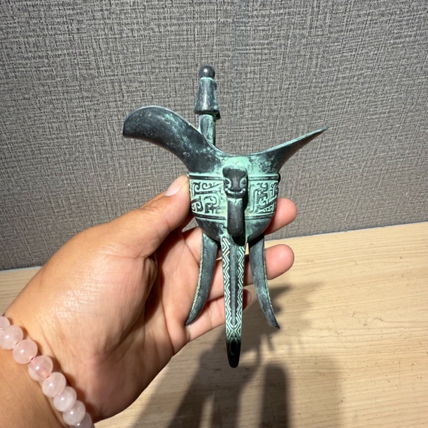 防西周爵杯，复古家居摆件