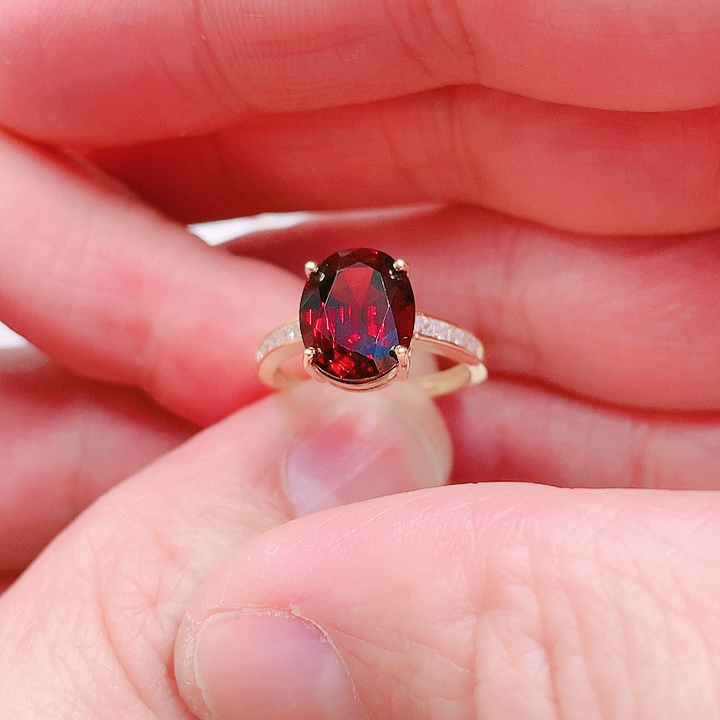 石榴石戒指银S925镶嵌
