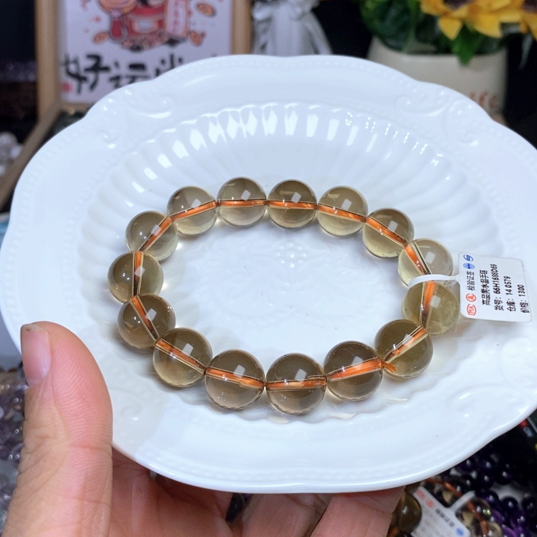 【闪购商品】水晶手链未镶嵌不****姨巴西黄水14.0mm