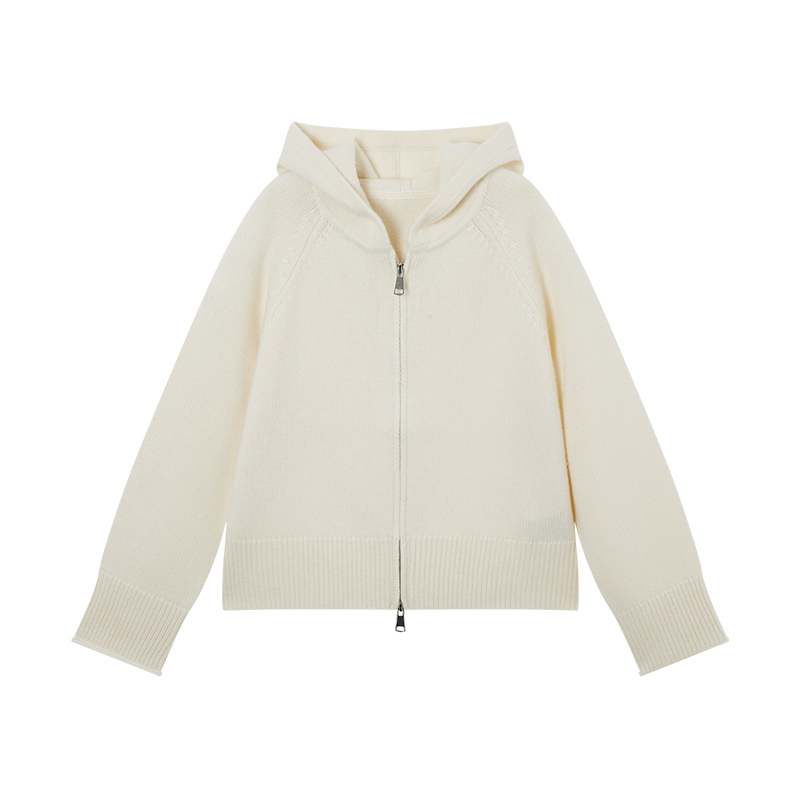 基础纯色连帽抽绳针织休闲复古宽松羊绒衫BM00159