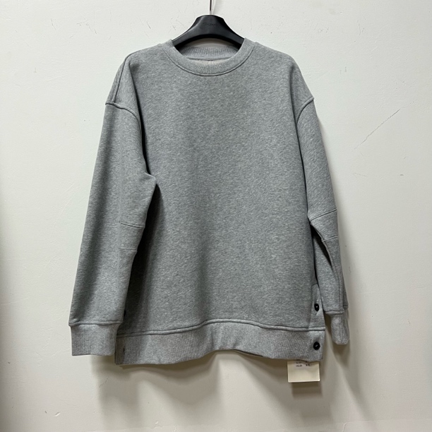 A33021#加绒侧排扣圆领简约宽松情侣卫衣