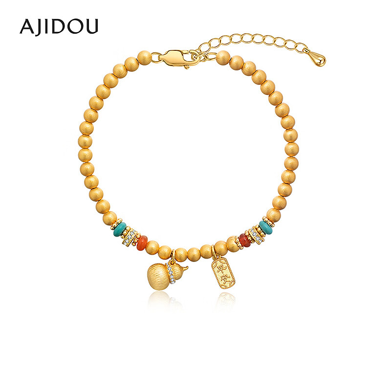 铜合金合成锆石手链 AJIDOU阿吉豆手链女款时尚国风串珠饰品首饰