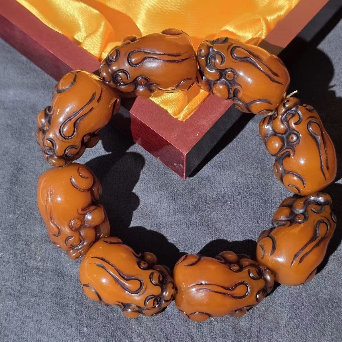 菩提PT-034菩提根复古做旧貔貅八方来财手串（无礼盒）