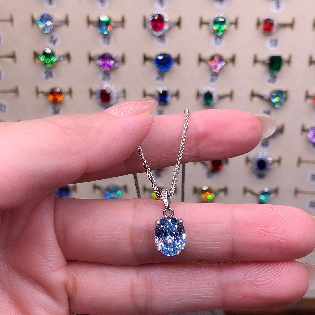 银S925镶嵌颈饰海蓝宝石