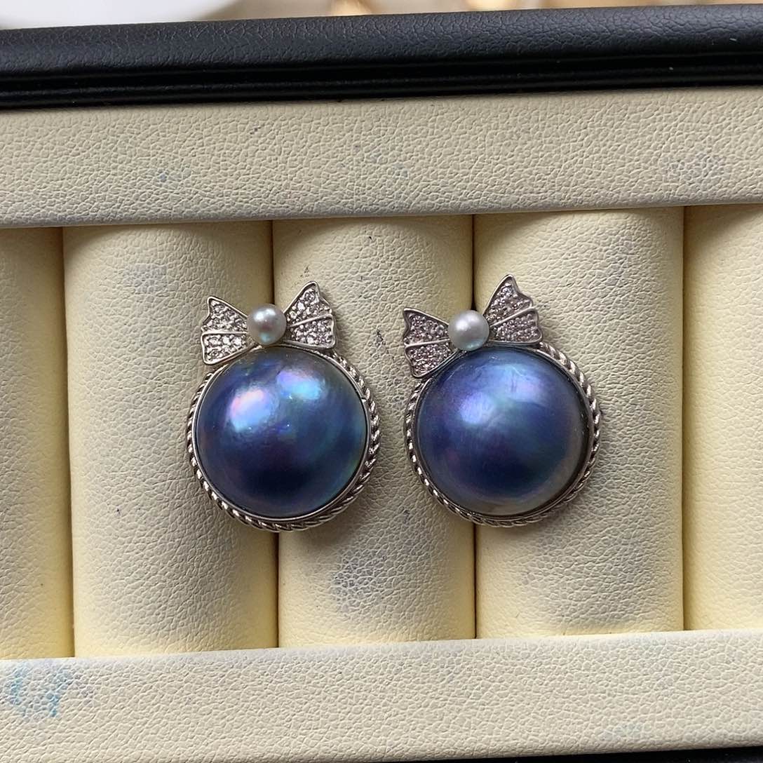 拼合珍珠（马贝珠）耳饰银S925镶嵌