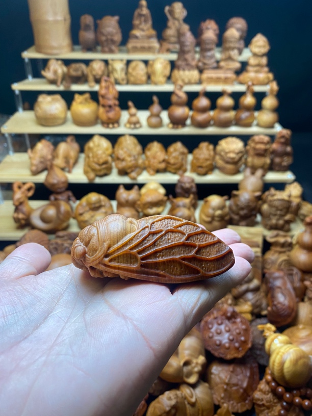 崖柏木雕蝉一鸣惊人一物一拍