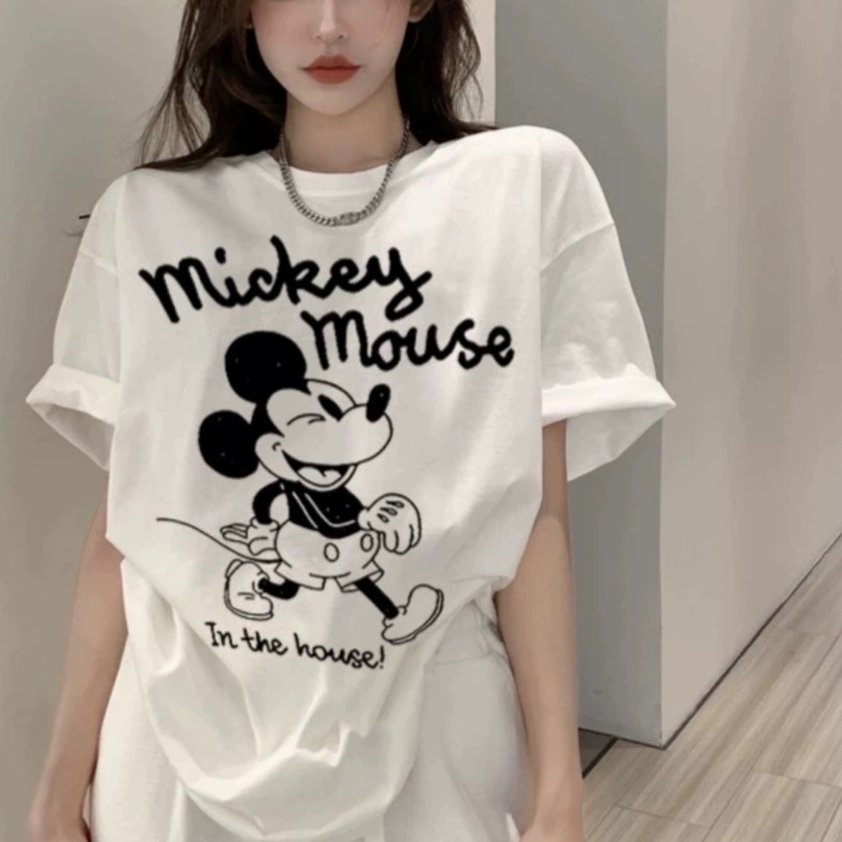 【字母米奇】纯棉卡通印花短袖男女情侣款T恤重磅休闲半袖上衣