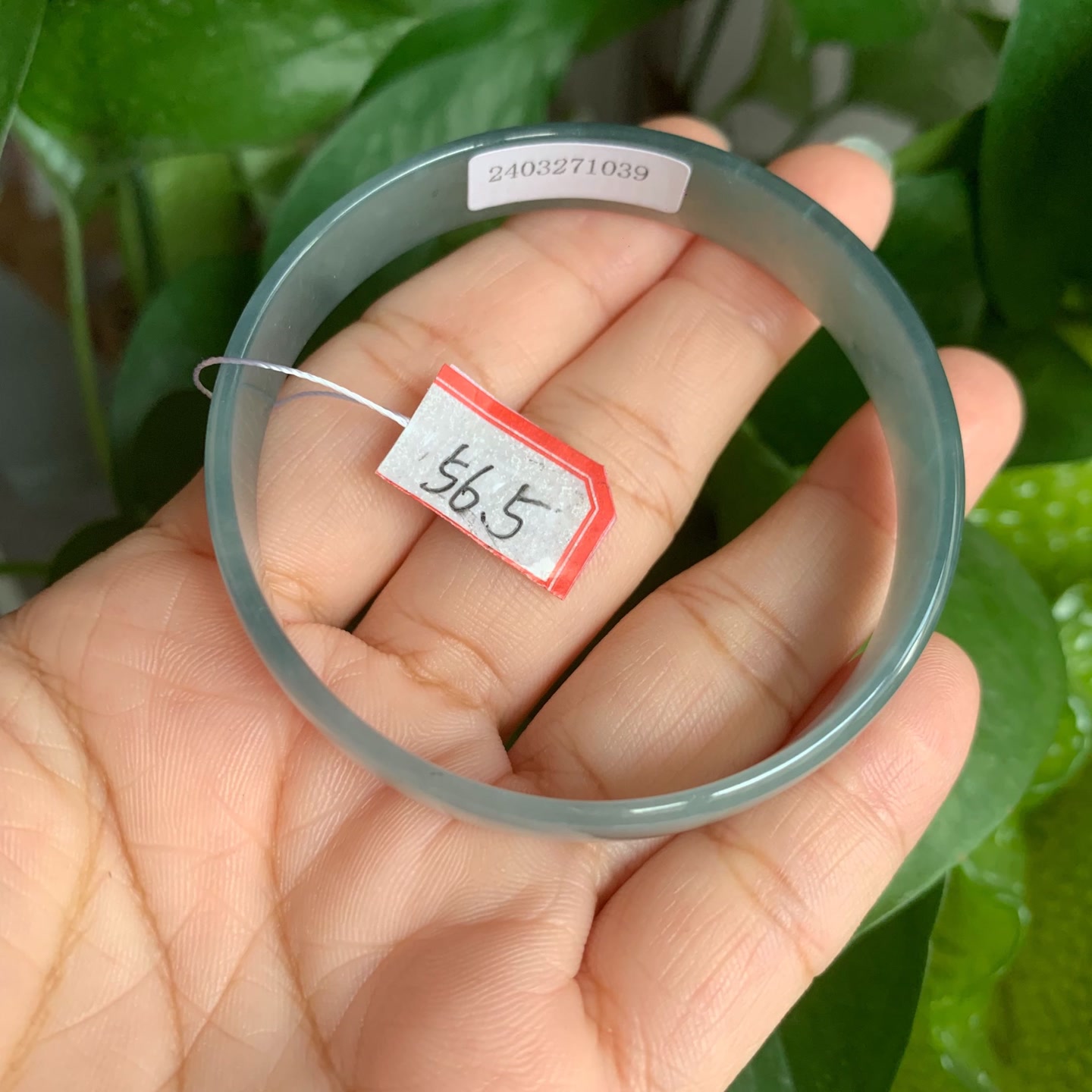 翡翠手镯56.5圈口天然翡翠A货冰种手镯正圈翡翠手镯正品玉手镯女