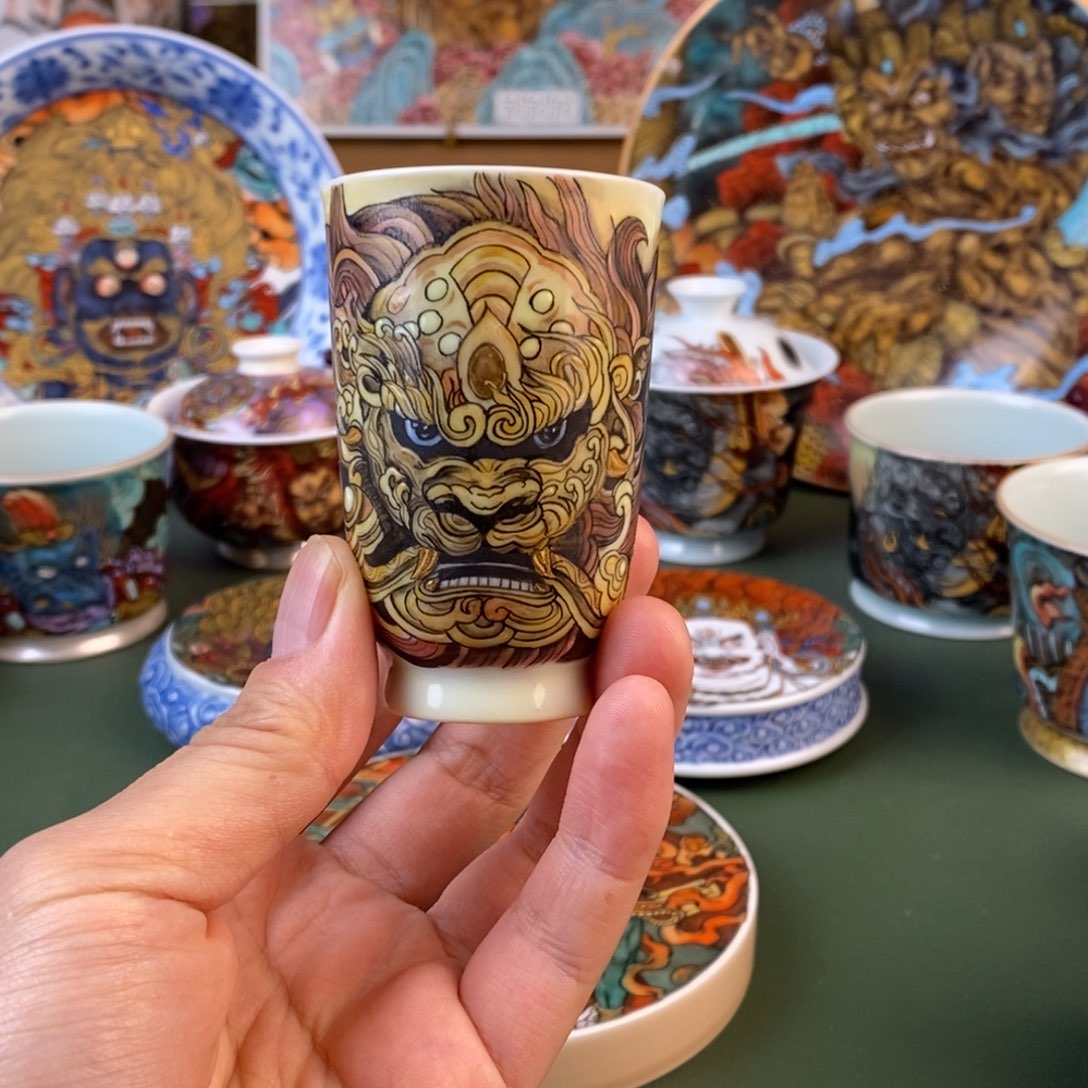 手工手绘狻猊主人杯