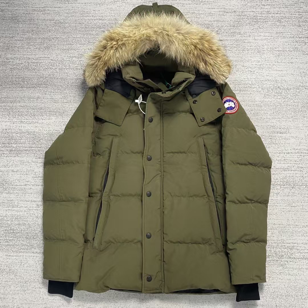 99新 CANADA GOOSE 加拿大鹅军绿色温德姆wyndham毛领派克羽绒服S