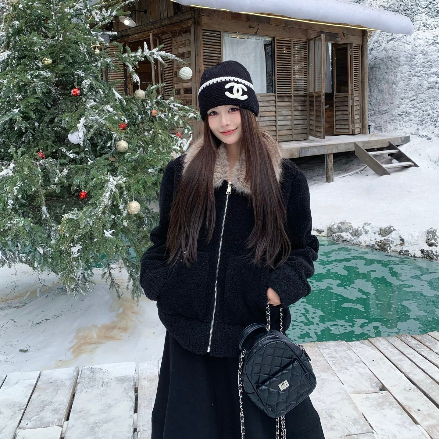 3MER  韩女千金可拆卸毛领毛毛外套