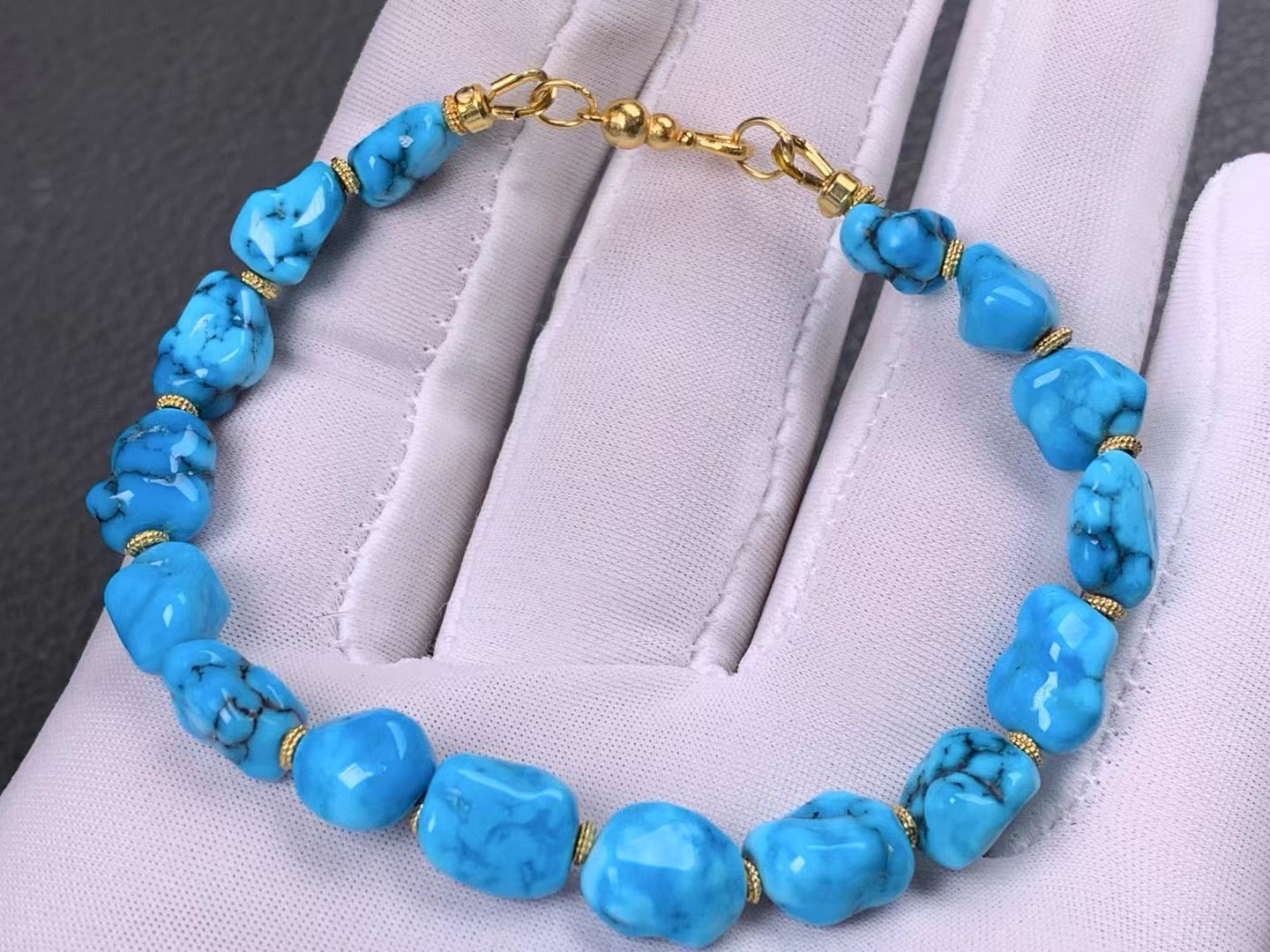 原矿绿松石高瓷蓝玉化随性手链佛珠108手串项链鼓珠绿松石手串