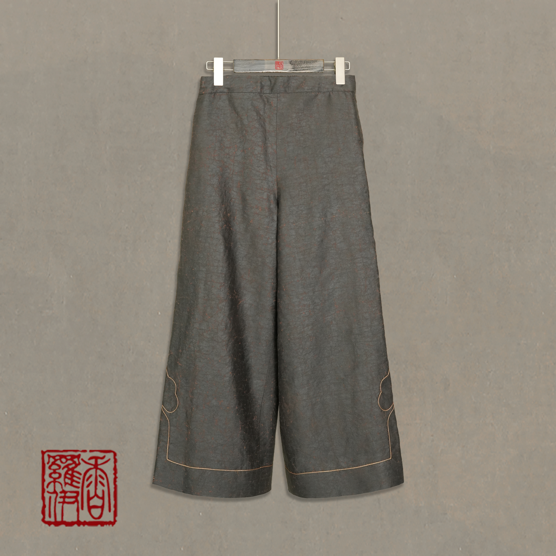香罗伊【褐绡如意】传统中式汉服提花裤子