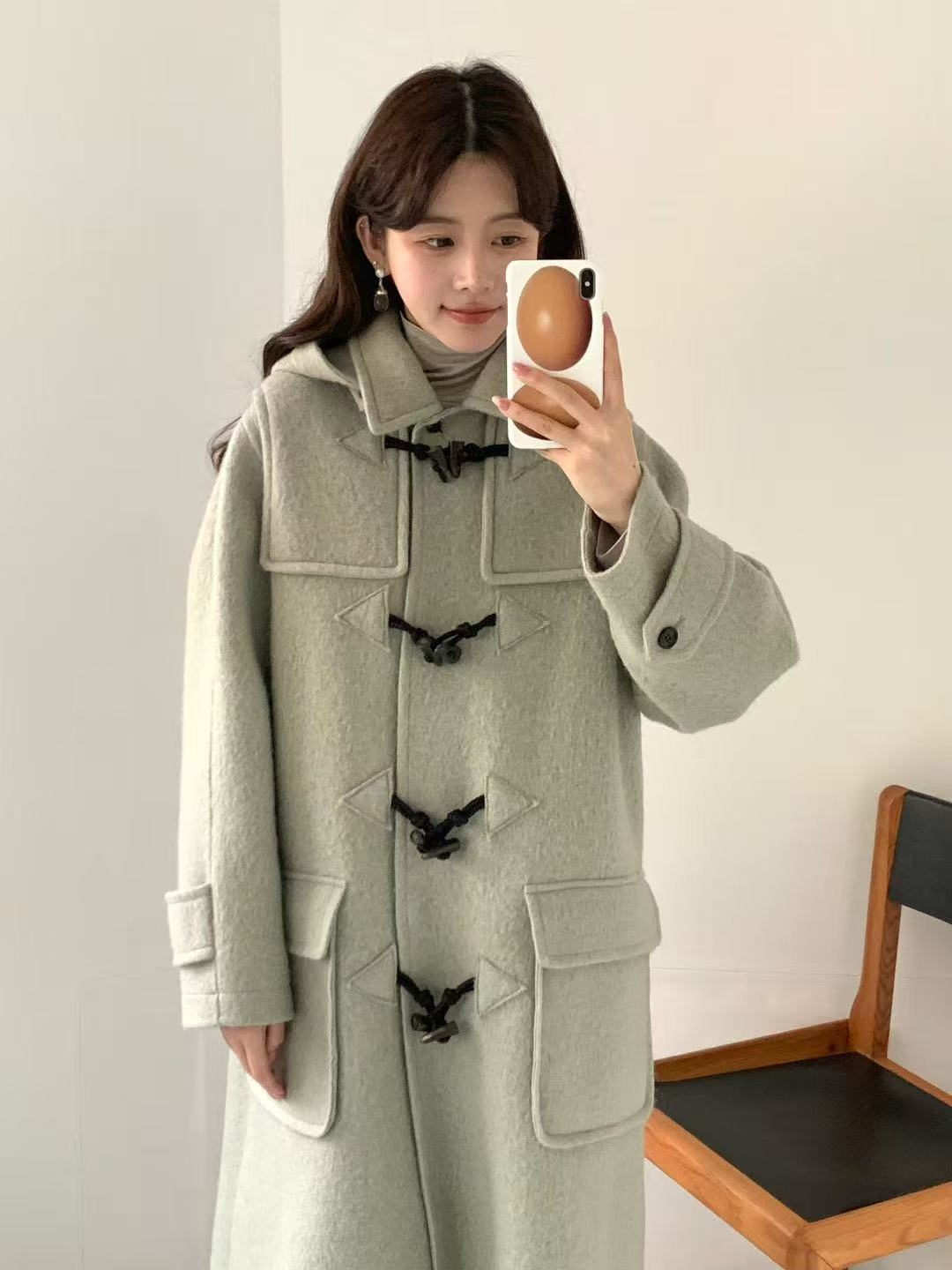 【佳贰】egg连帽牛角扣大衣 现货！No退换