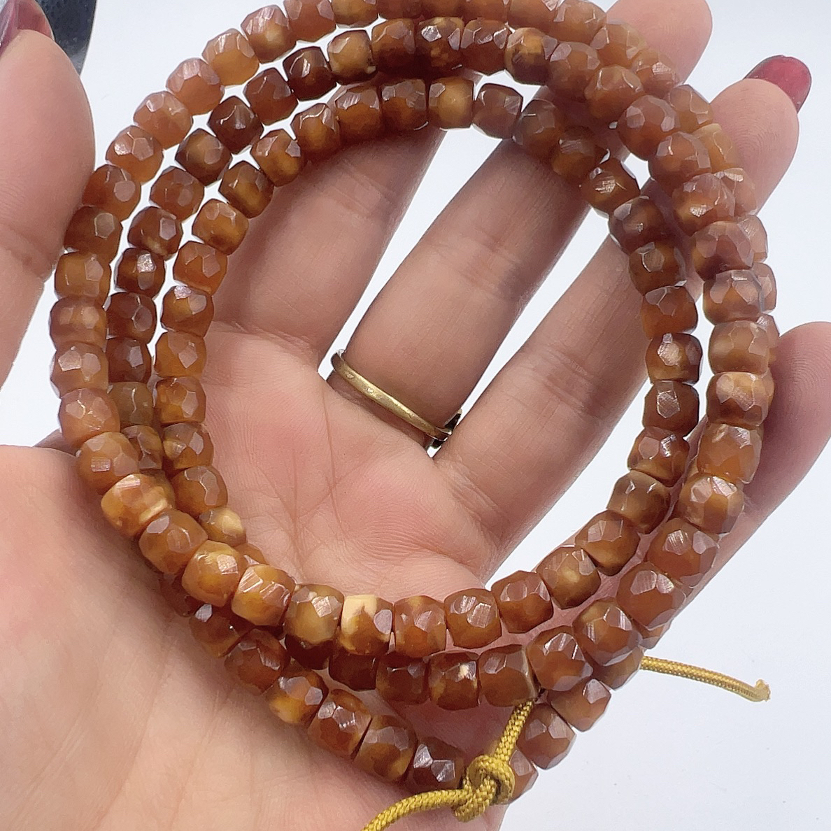 龙脊菩提精品玉化老料龙脊菩提雕刻无相长链6.7mm