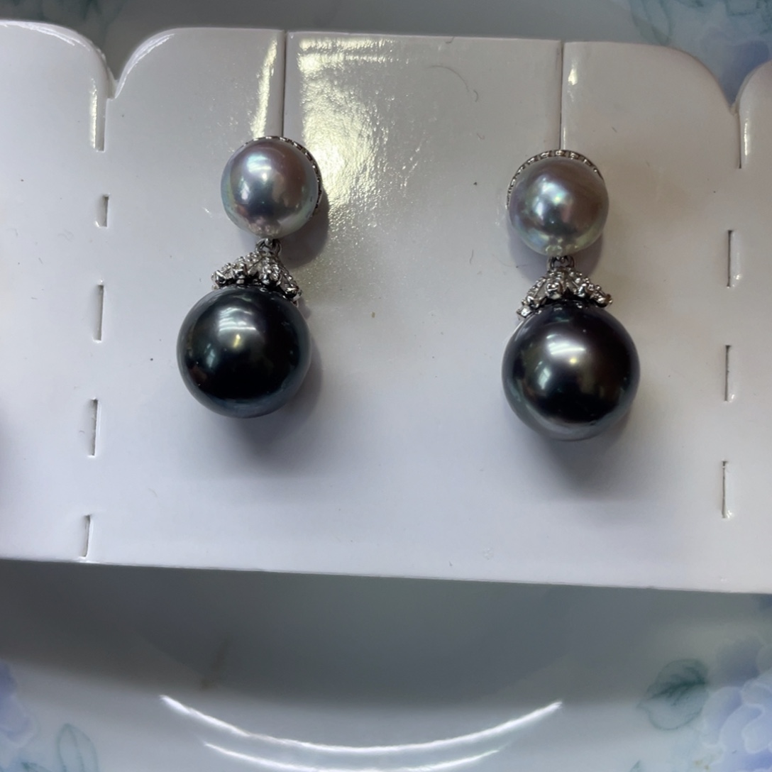 银S925镶嵌耳饰海水珍珠