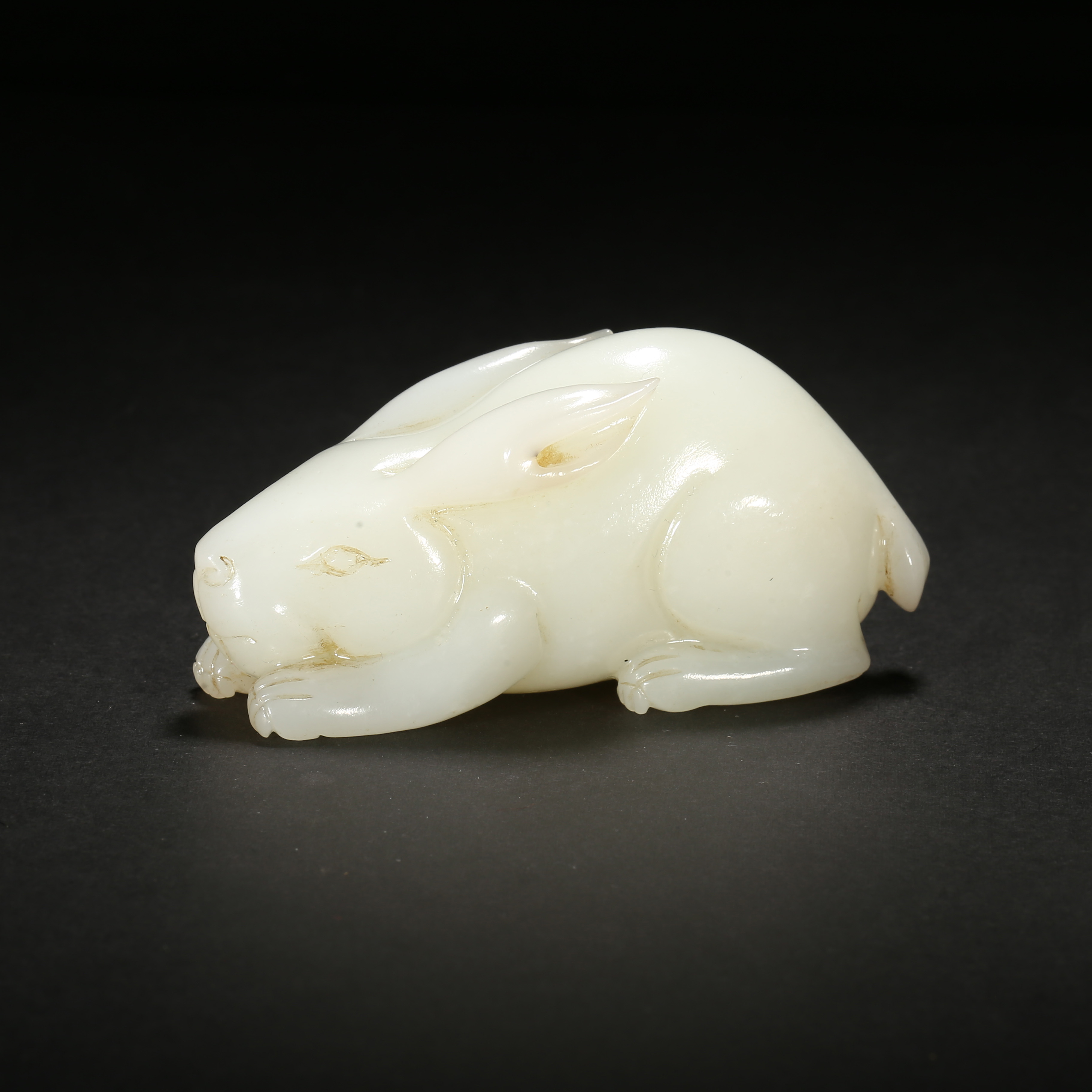 清代*白玉兔把件/15ALJ1891/和田玉【北京文博】