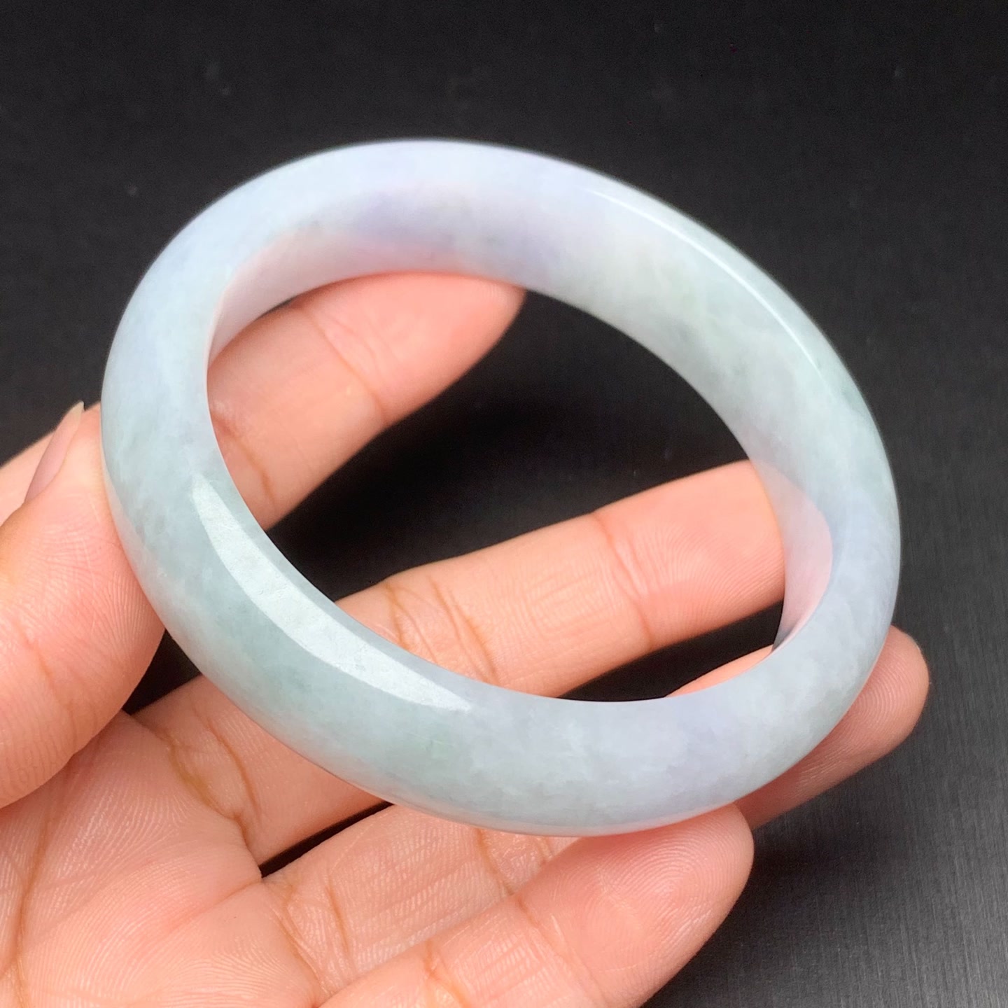 翡翠手镯56.4圈口天然翡翠A货春彩手镯正圈正品翡翠手镯玉手镯女