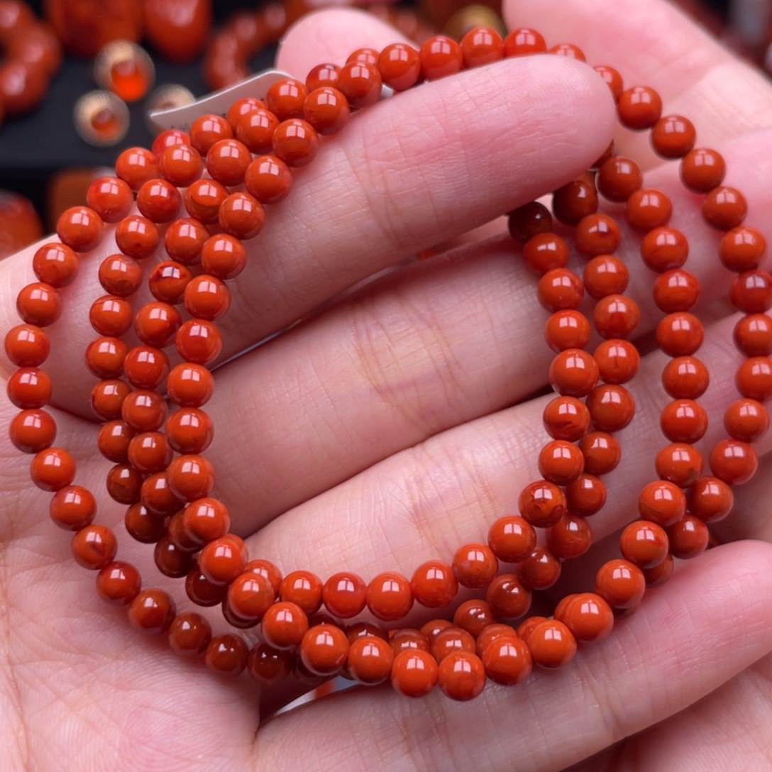 南红玛瑙未镶嵌珠宝奇石多圈4.5mm