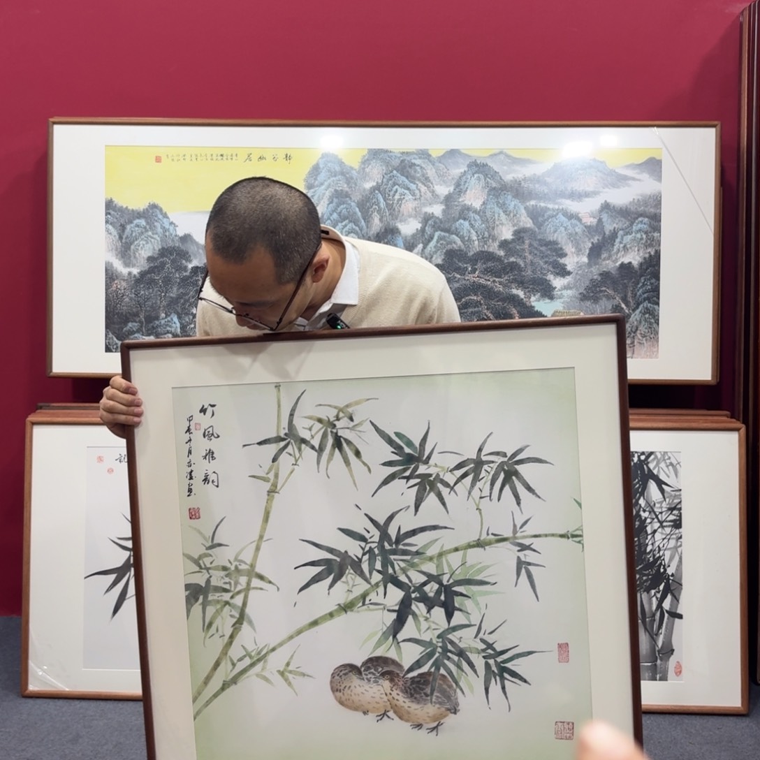 国画手绘作品带框80成80