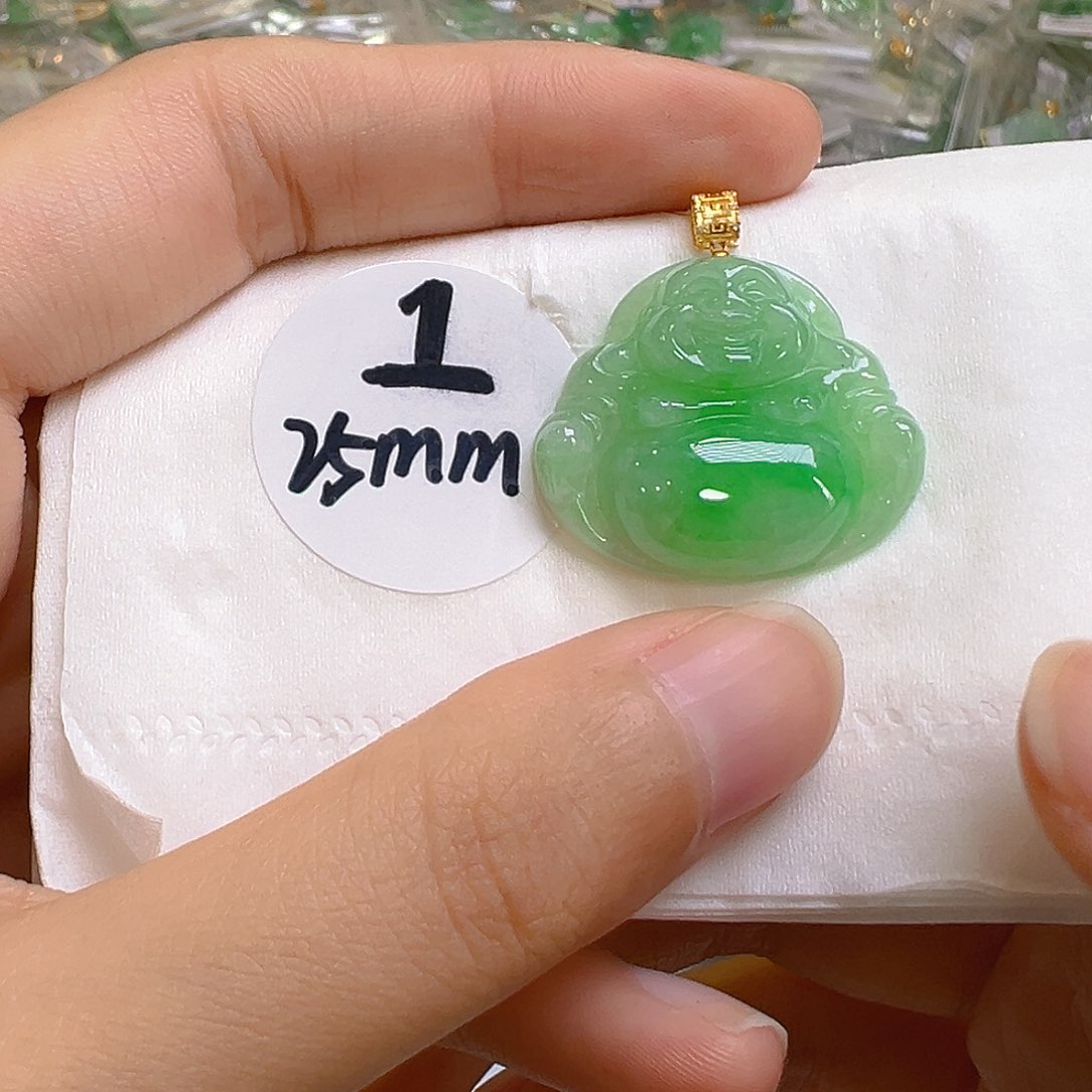 翡翠18K金镶嵌吊坠(不含链)翡翠