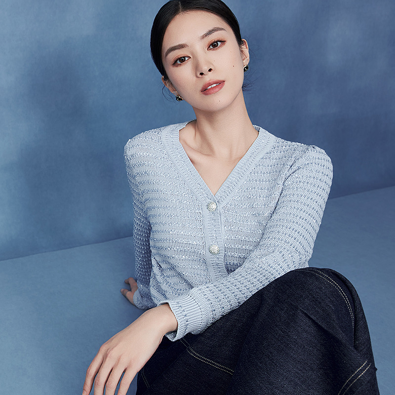 2025新款清新垂感透气针织开衫舒适亲肤打底衫-MJGA04KCD435U01