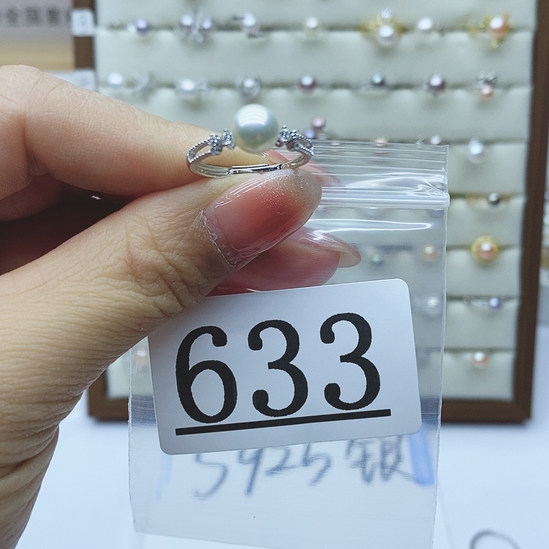 淡水珍珠戒指银S925镶嵌633