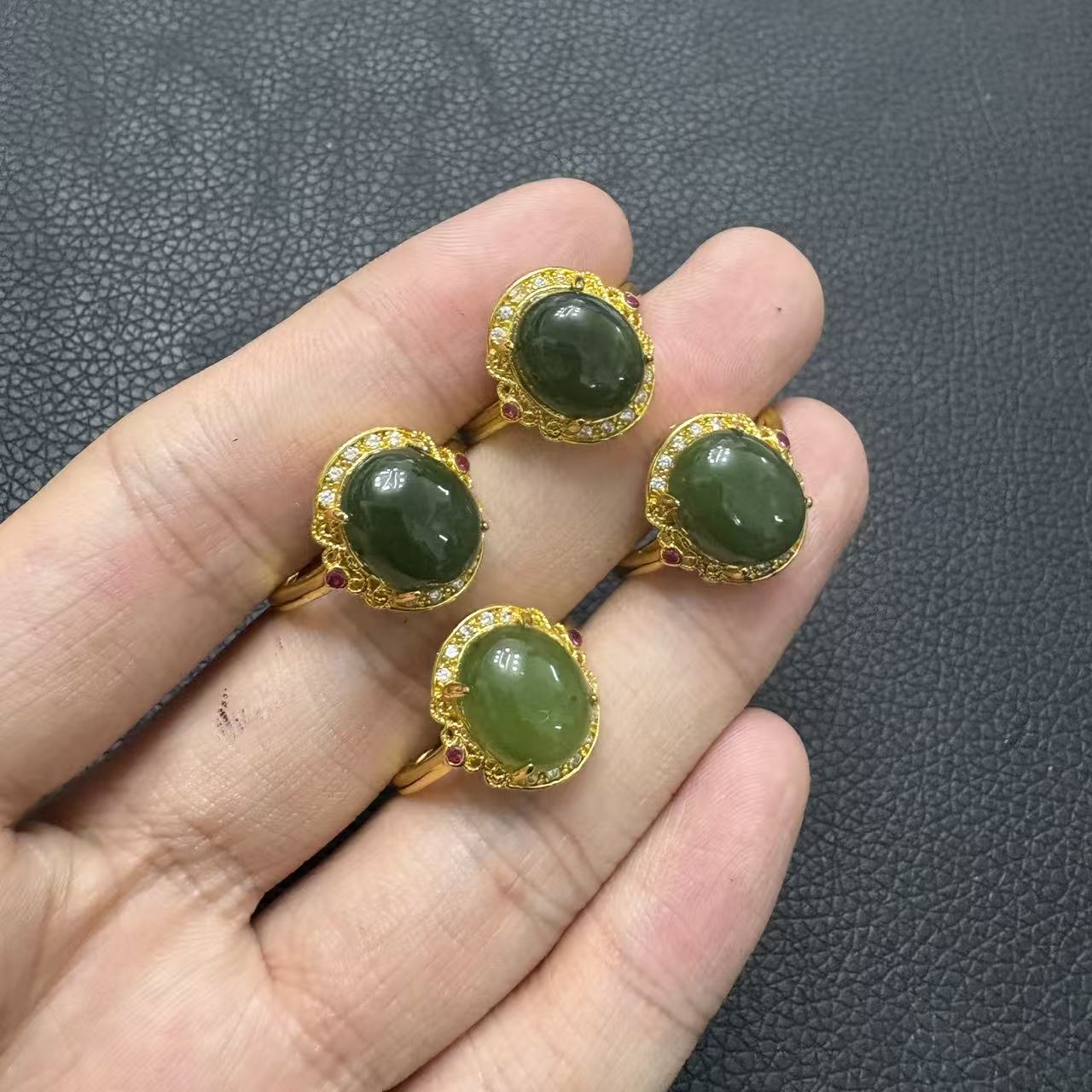 天然和田玉蛋面戒指多样性发一h305