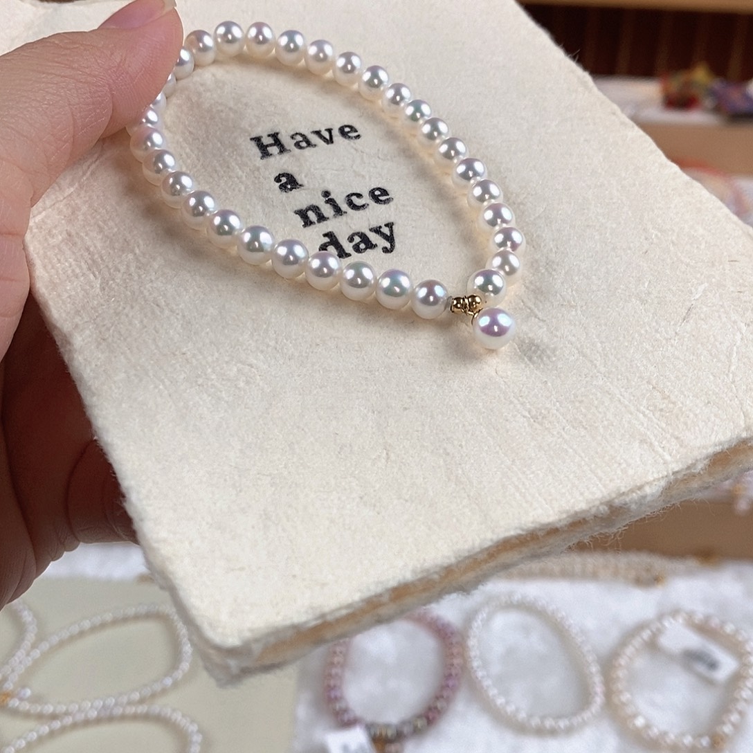 手绳18K金镶嵌淡水珍珠