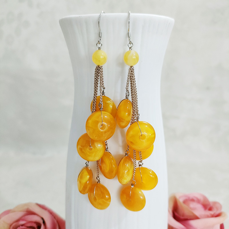 铜合金耳饰 民族风纯手工长款流苏吊坠百搭耳环气质1687