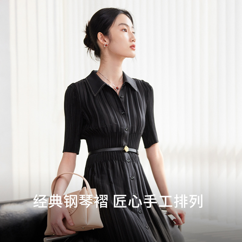 EP YAYING雅莹女装 气质收腰不规则衬衫连衣裙 春装新款4399Z