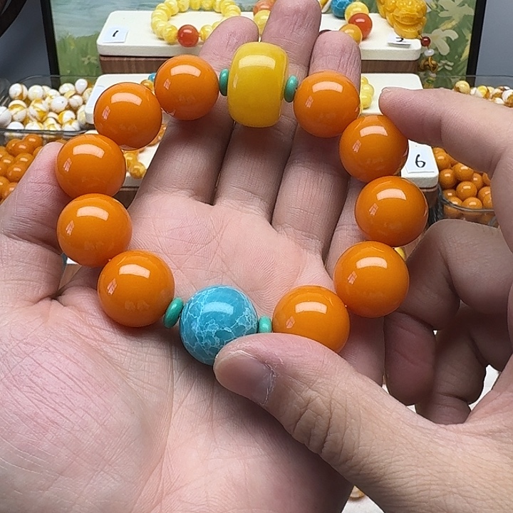 ༺***༻非金属老蜜色素串搭配一条