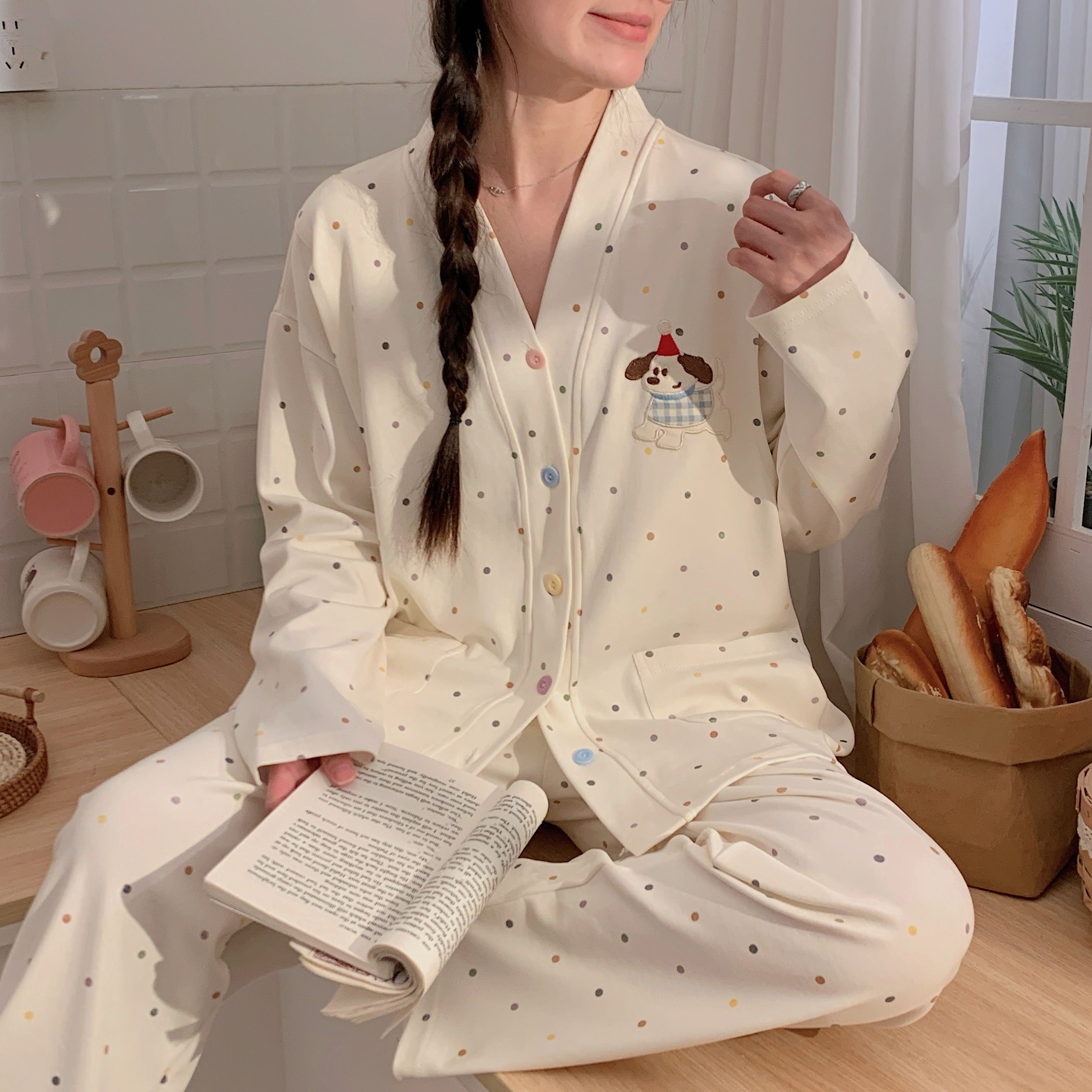 【带胸垫】月子服秋冬季产后产妇哺乳孕妇睡衣吸汗春秋家居服套装